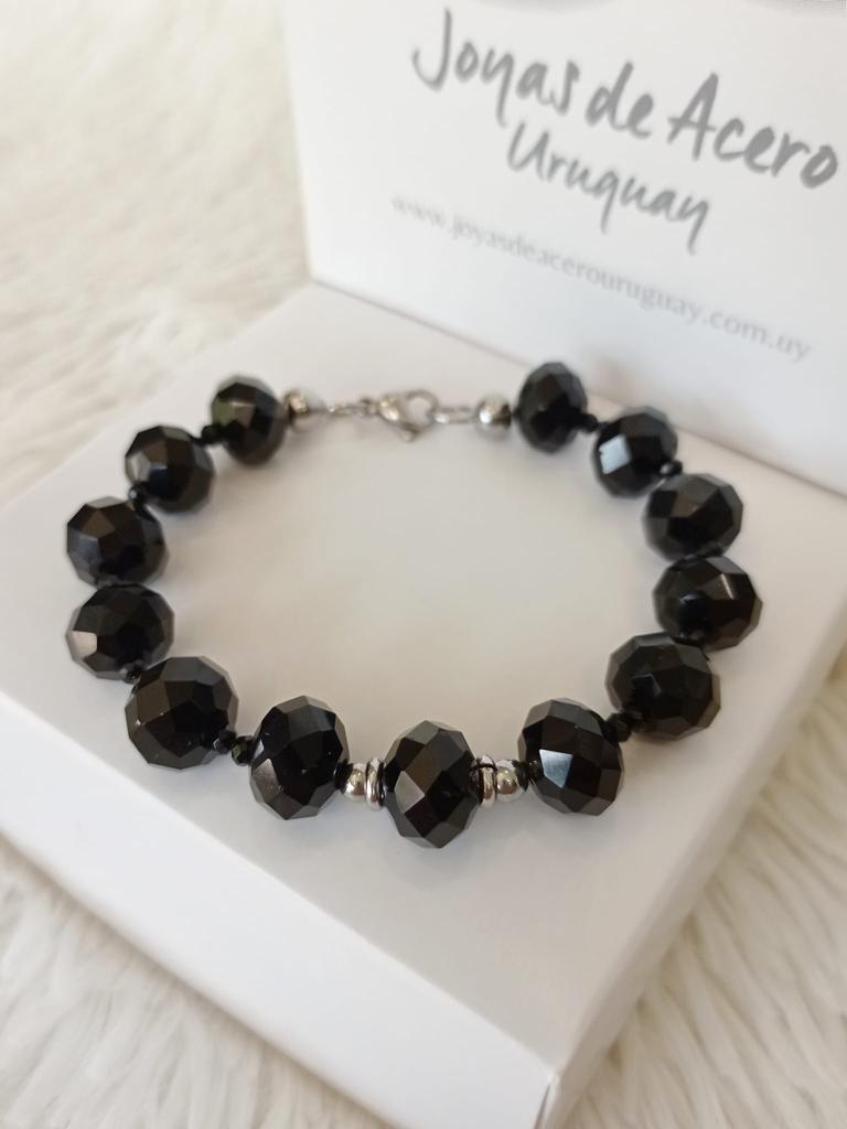 Pulsera de Cristales Facetados y Acero
