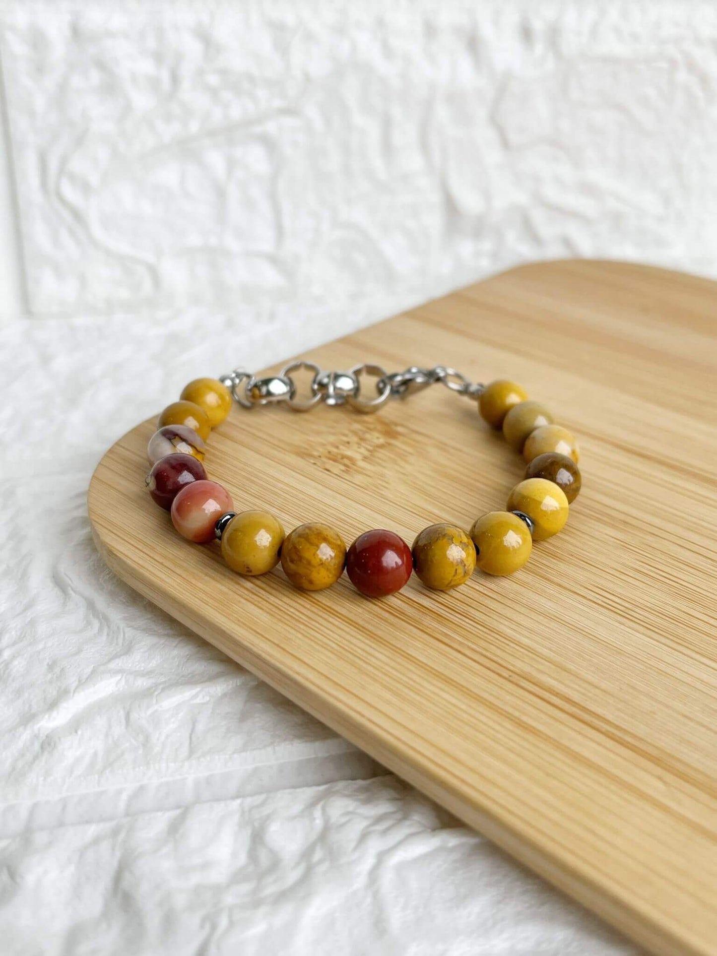 Pulsera de Acero Quirúrgico y Piedra Natural Mokaita