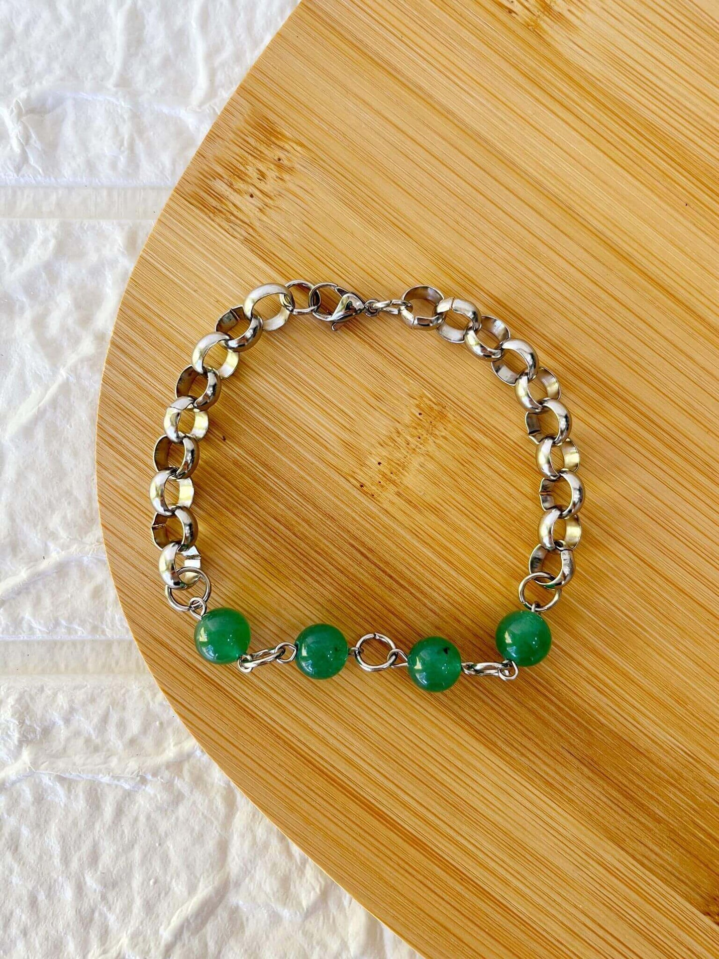 Pulsera de Acero Quirúrgico y Piedra Natural Ágata
