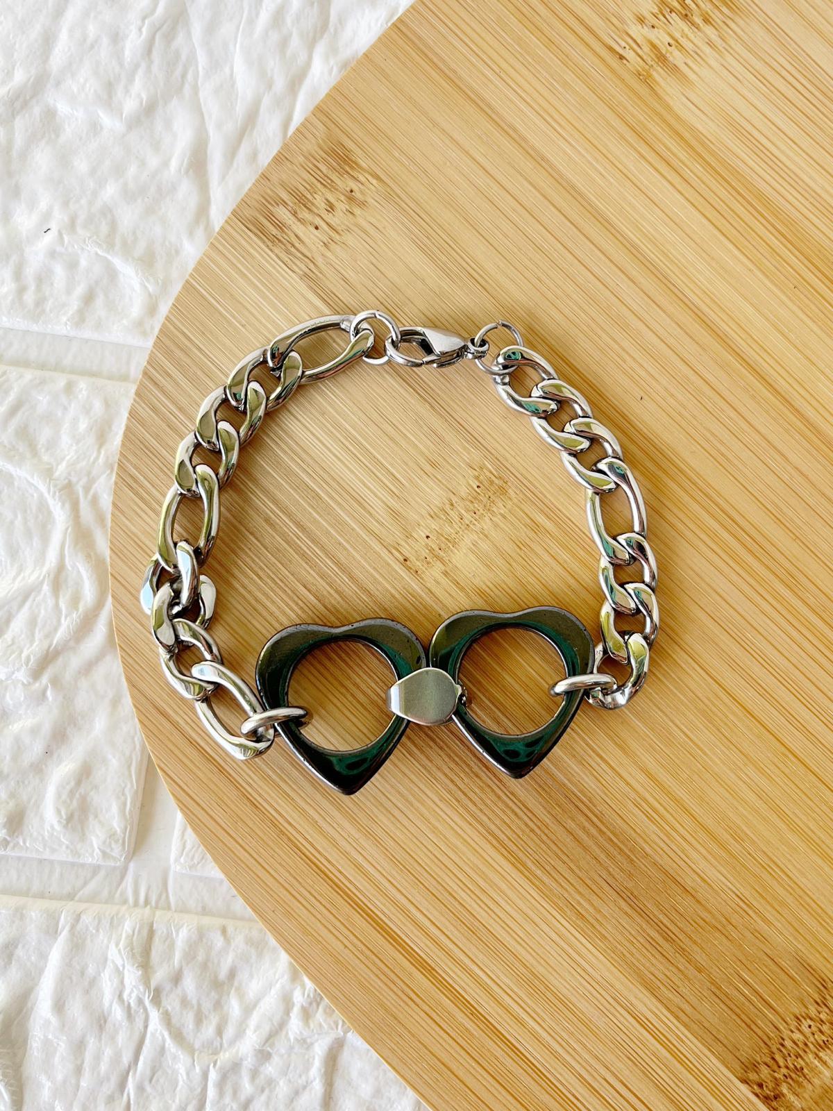 Pulsera de Acero Quirúrgico y Piedra Natural Hematite