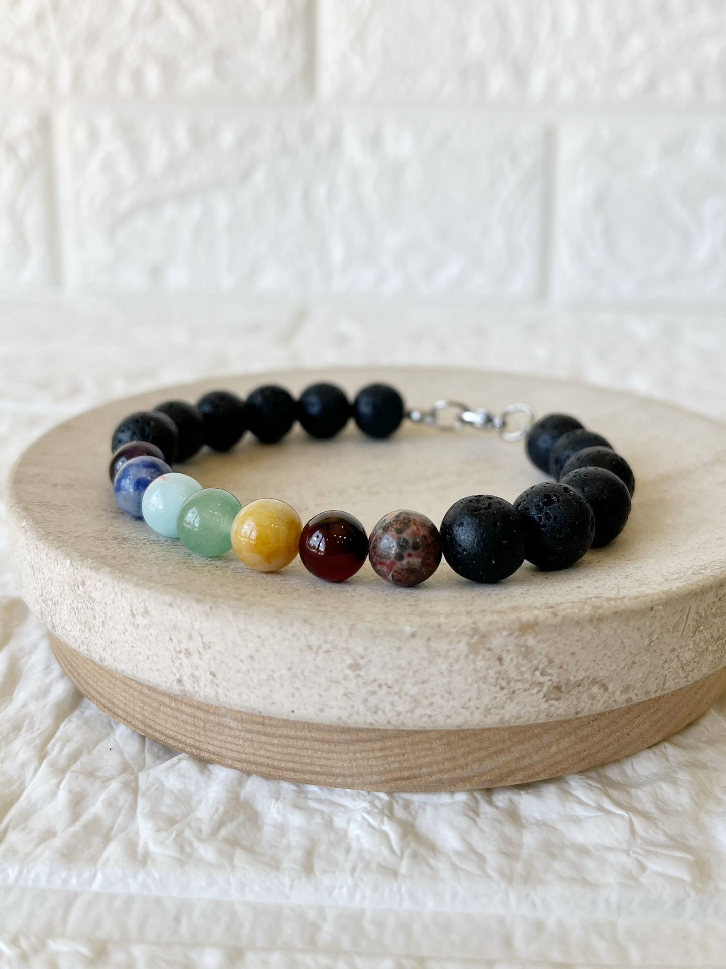 Pulsera de Acero Quirúrgico y Piedras Naturales 7 Chakras