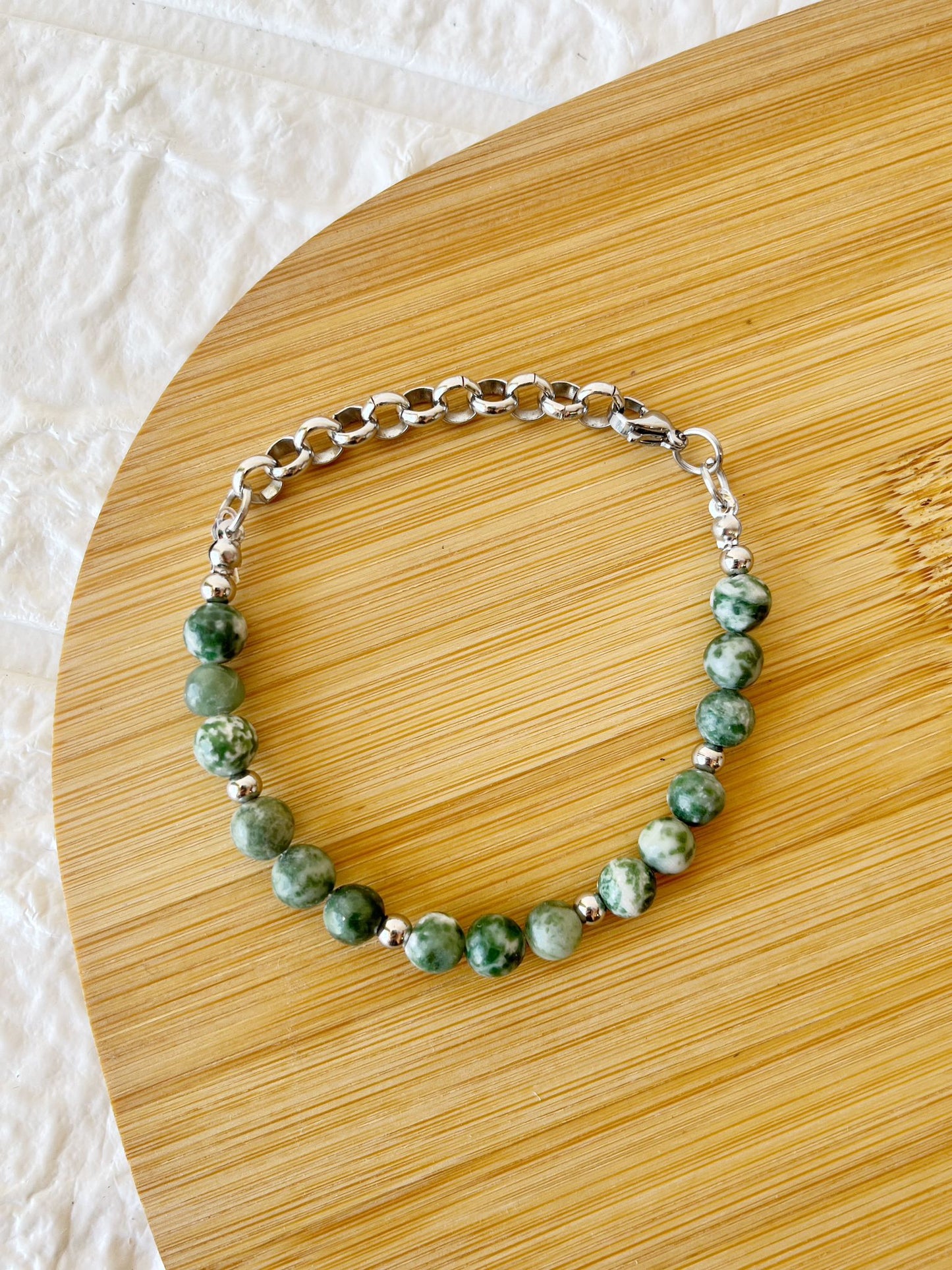 Pulsera de Acero Quirúrgico y Piedra Natural Jaspe