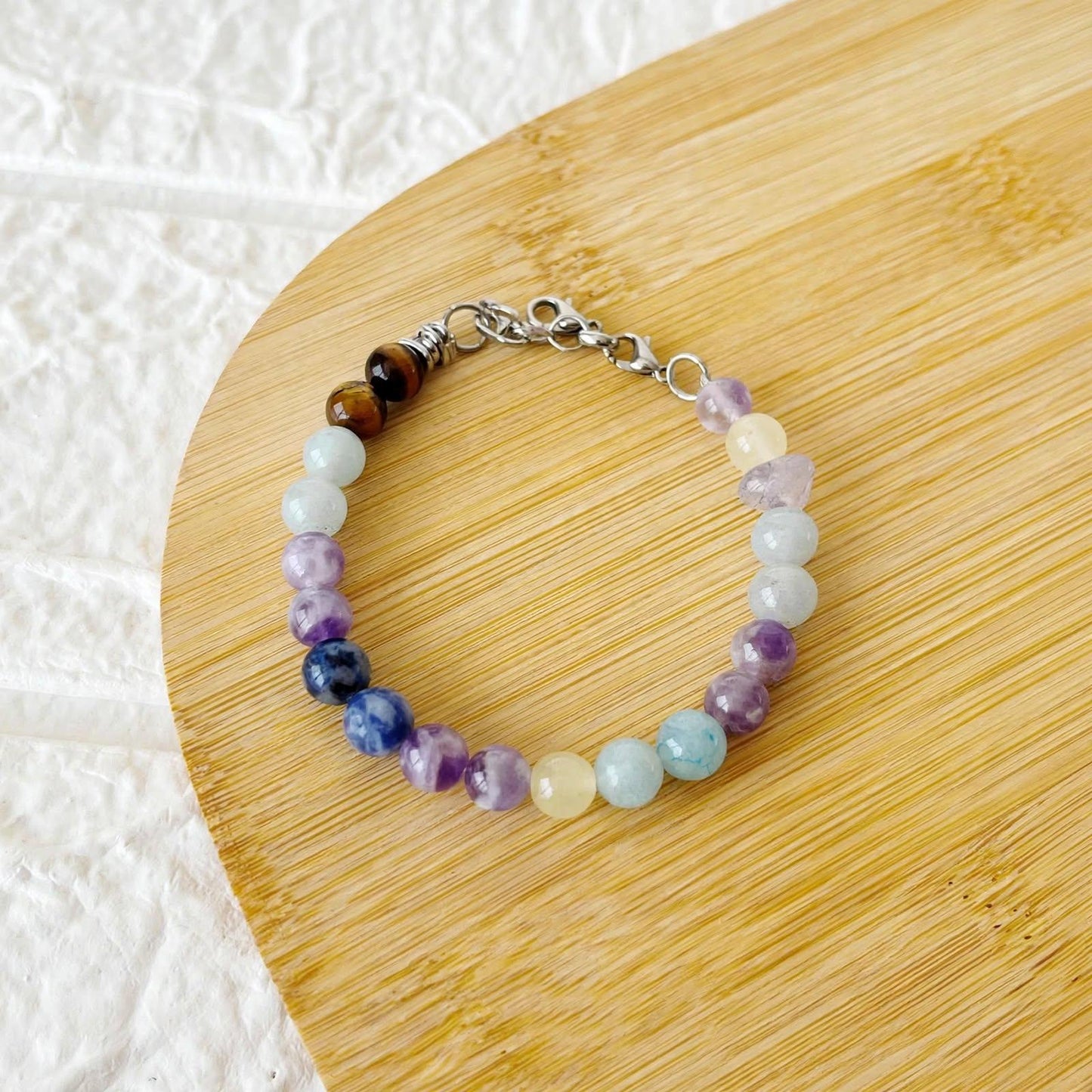 Pulsera de Acero y Piedras Naturales Arcoiris