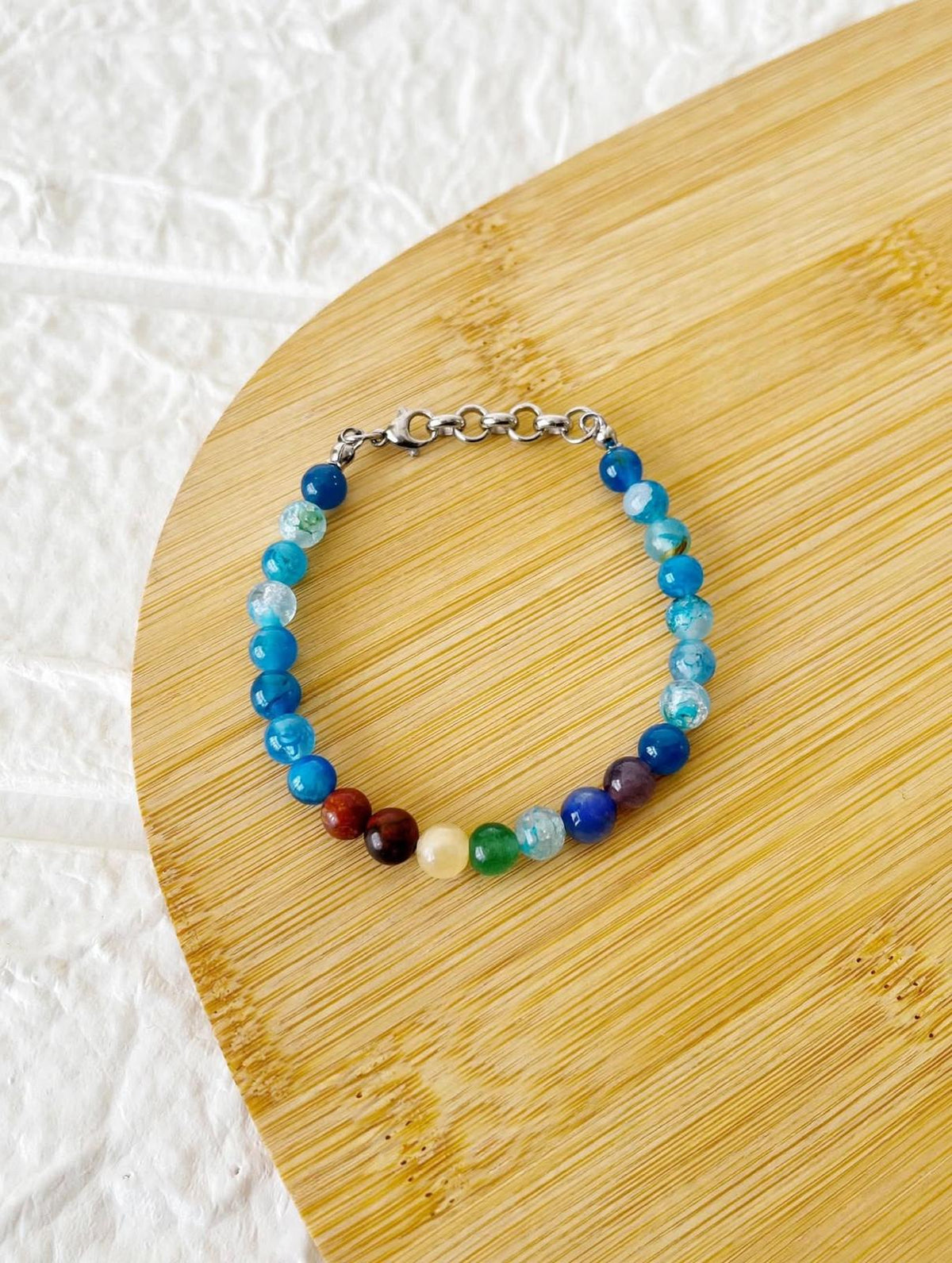 Pulsera de Acero y Piedras Naturales Ágata 7 Chakras