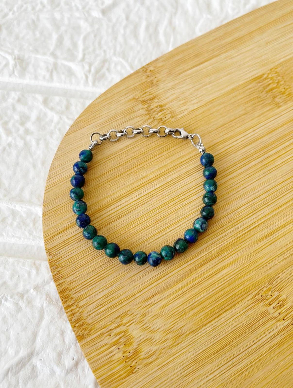 Pulsera de Acero y Piedras Naturales Azurita