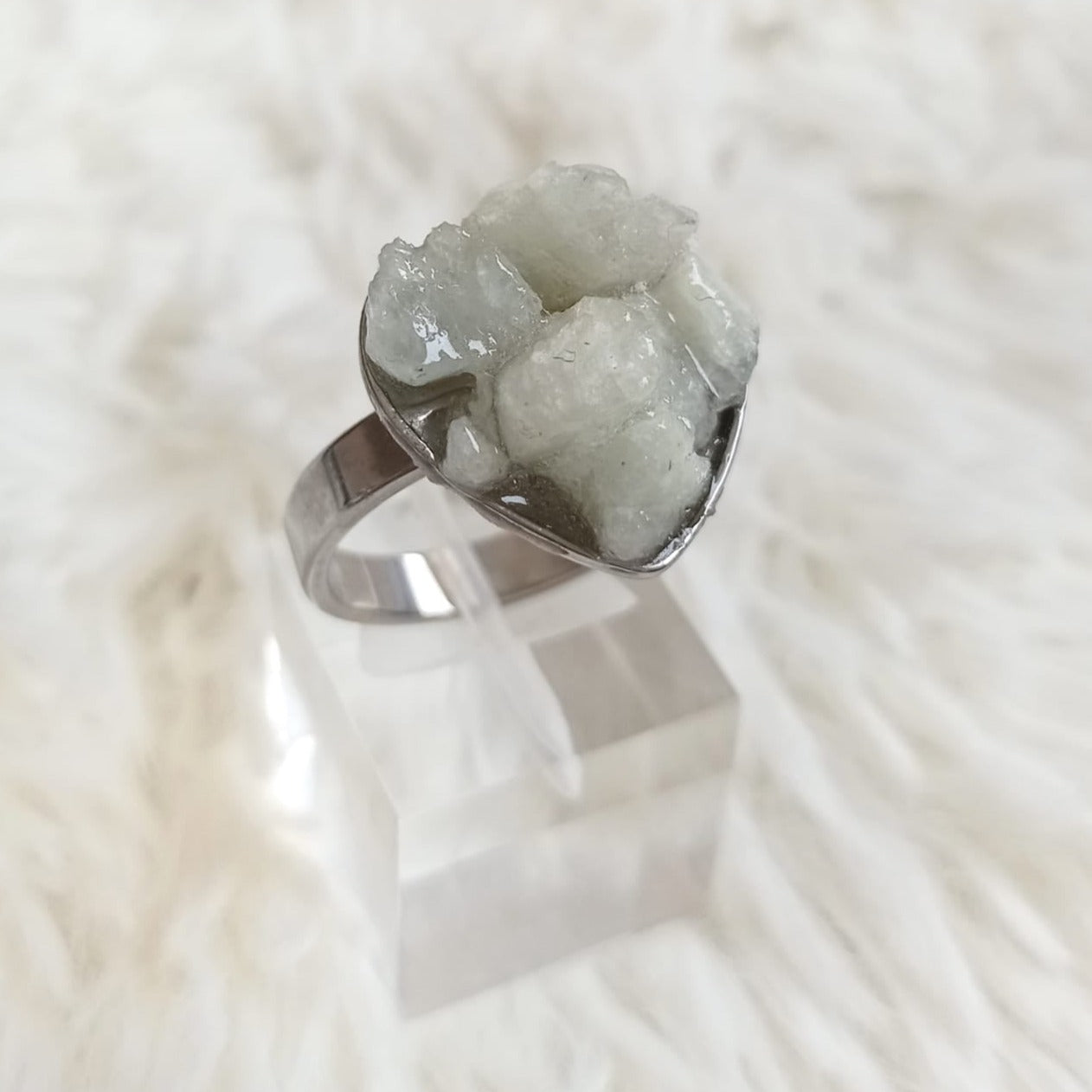 Anillo de Acero Quirúrgico y Aguamarina