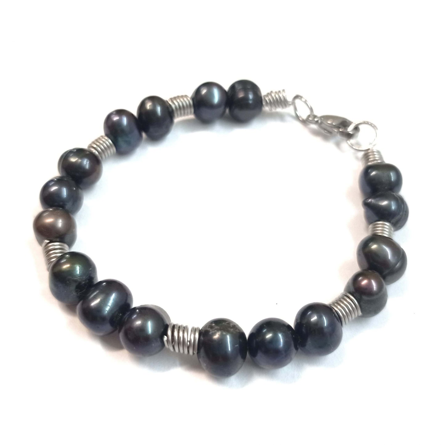 Pulsera de Perlas de Río y Acero Quirúrgico