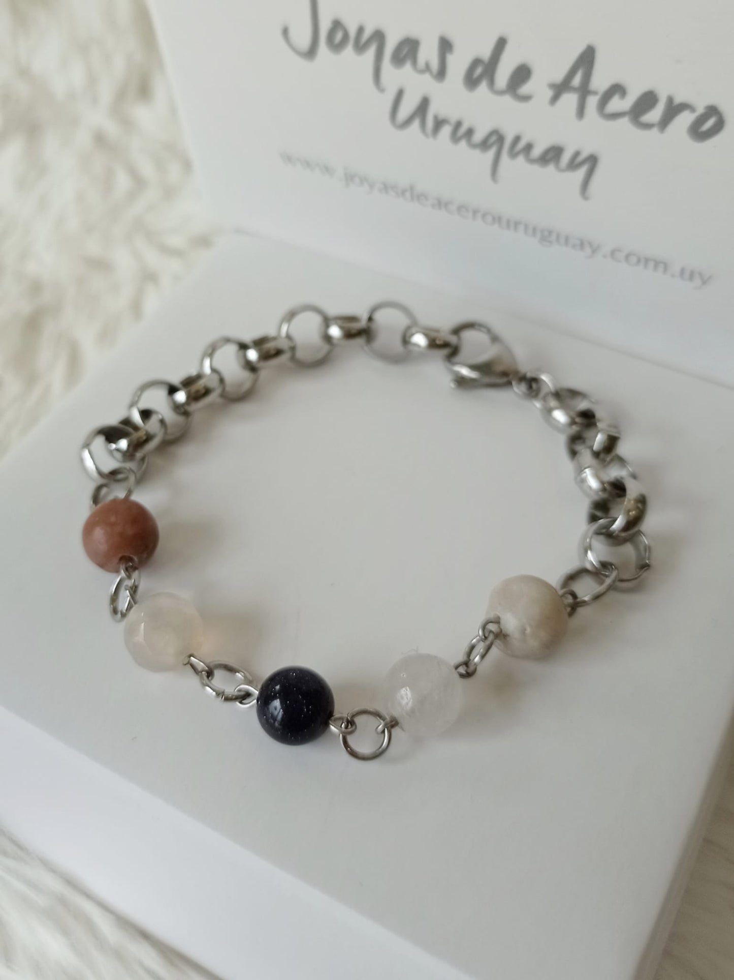 Pulsera de Acero Quirúrgico con Piedras Naturales