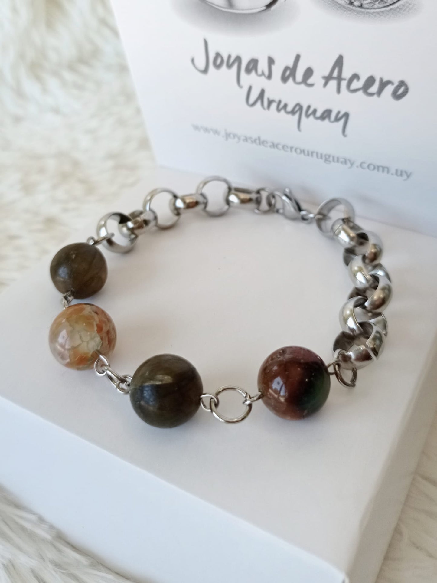 Pulsera de Acero Quirúrgico y Ágata