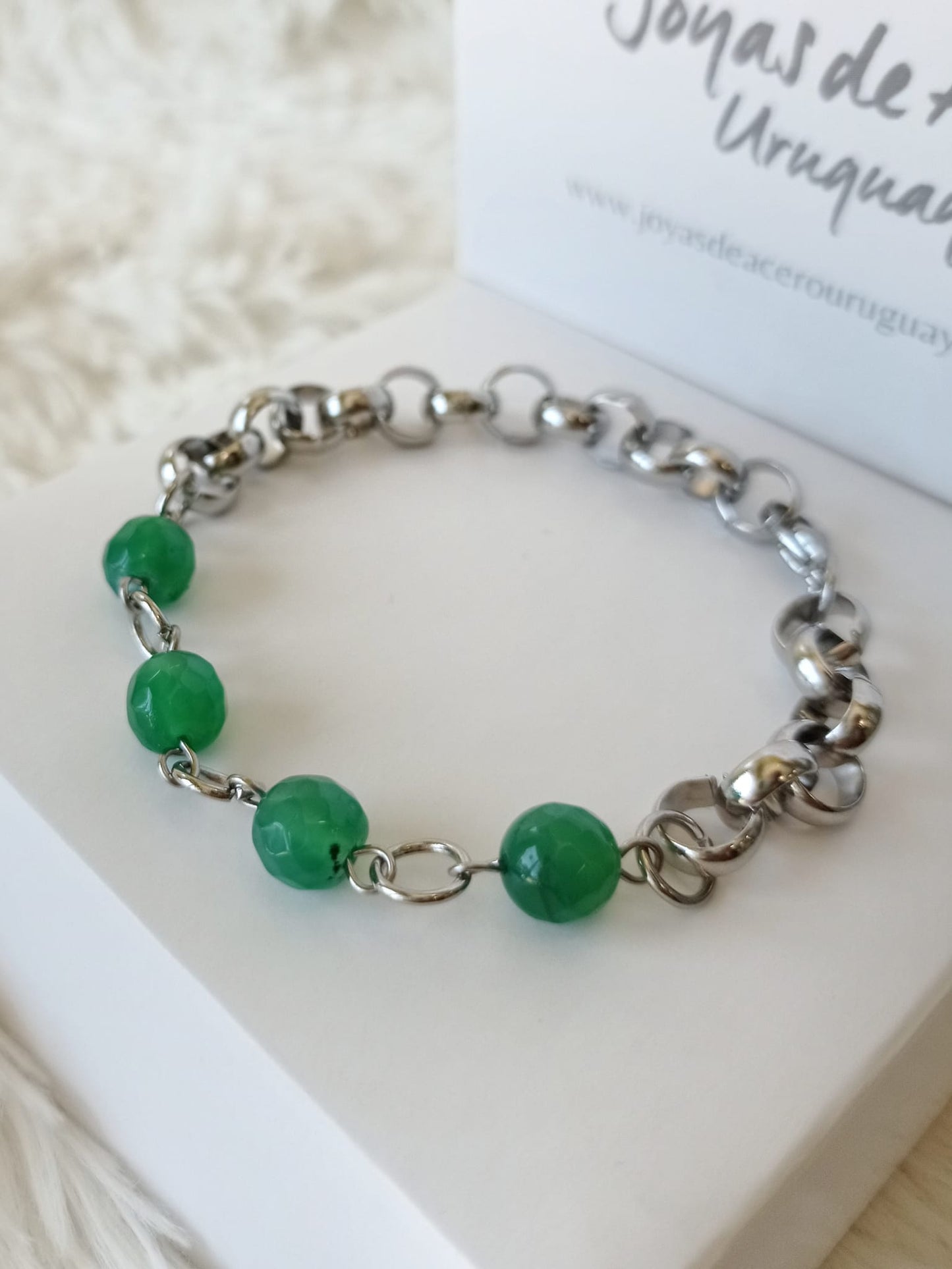 Pulsera de Acero Quirúrgico y Ágata
