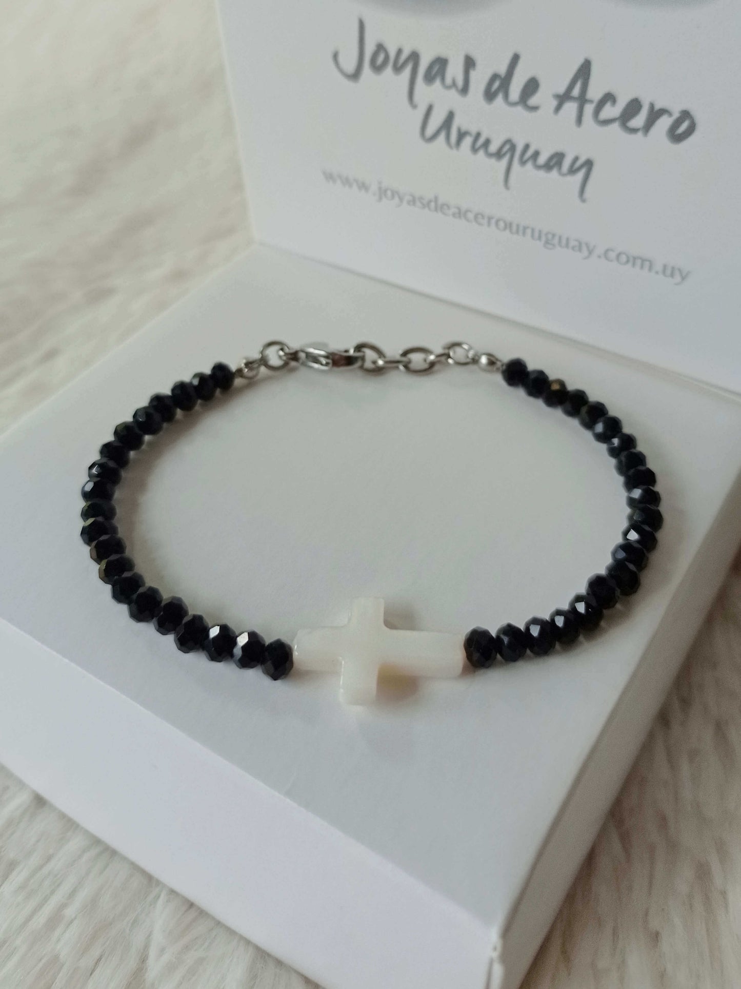 Pulsera de Cristales Facetados y Acero Quirúrgico