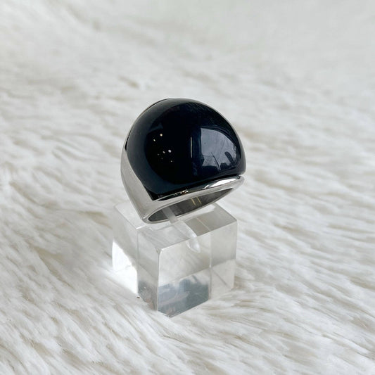Anillo de Acero Quirúrgico y Piedra Ojo de Gato