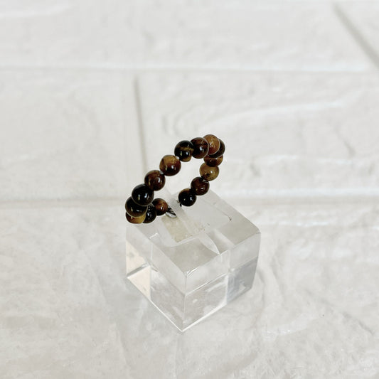 Anillo de Acero Quirúrgico y Piedra Natural Ojo de Tigre
