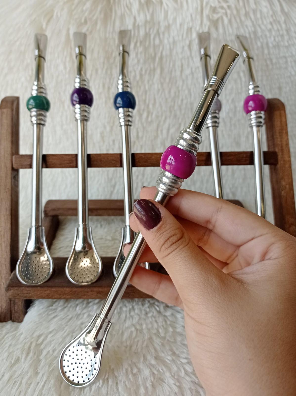 Bombilla de Acero Inoxidable y Ágata