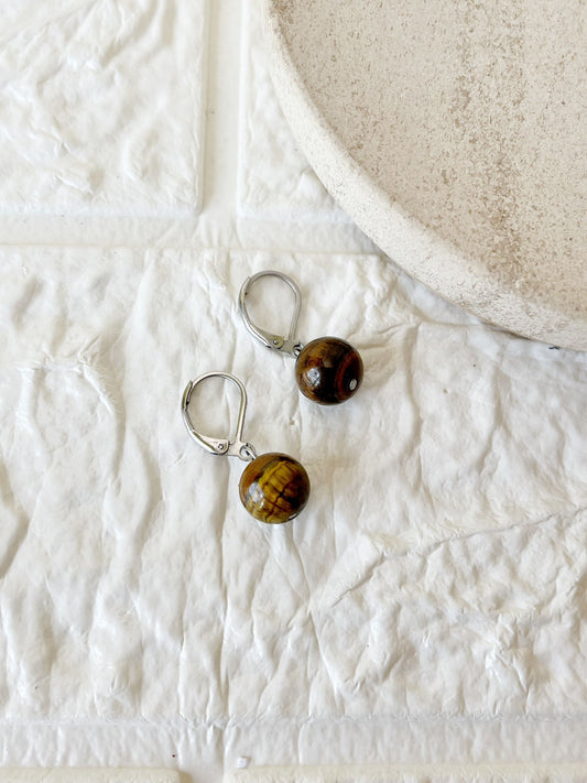 Caravanas de Ojo de Tigre y Acero Quirúrgico