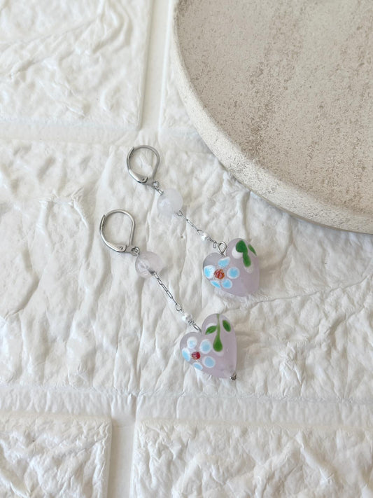 Caravanas de Acero Quirúrgico y Piedra Natural Cuarzo Rosa