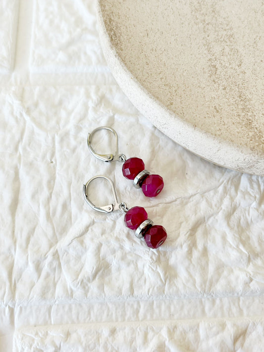 Caravanas de Acero Quirúrgico, Piedra Natural Ágata y Hematite