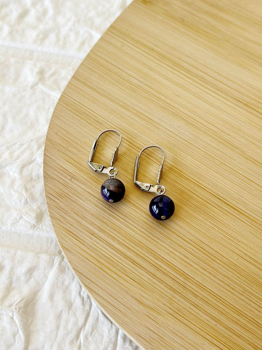 Caravanas de Acero Quirúrgico y Piedra Natural Ágata