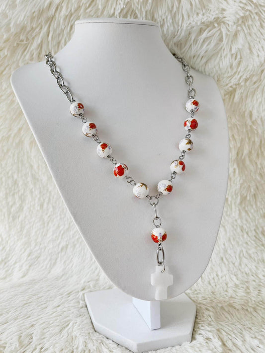 Collar Denario de Acero Quirúrgico, Cerámica y Piedra Natural Ónix