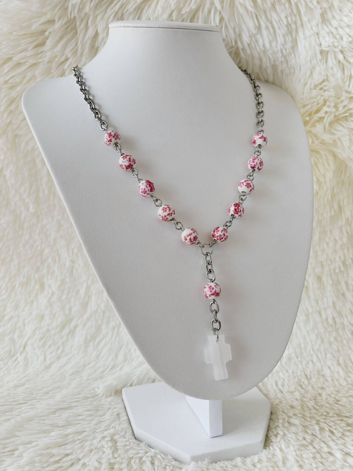 Collar Denario de Acero Quirúrgico, Cerámica y Piedra Natural Ónix