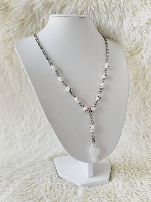 Collar Denario de Acero Quirúrgico, Cerámica y Piedra Natural Ónix
