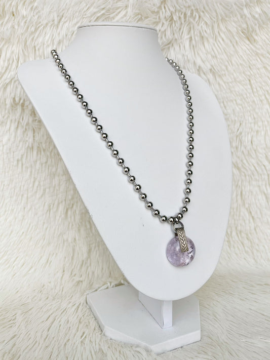 Conjunto de Acero Quirúrgico y Piedra Natural Amatista