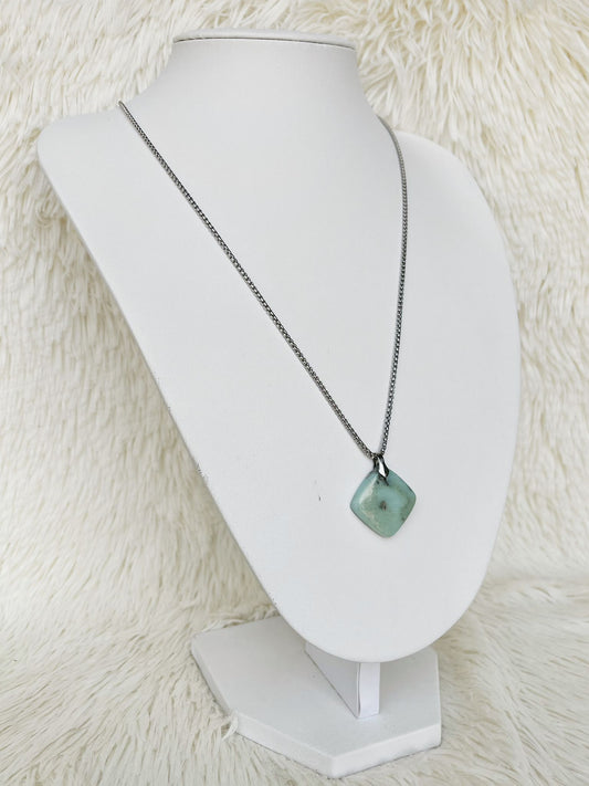 Conjunto de Acero Quirúrgico y Piedra Natural Larimar