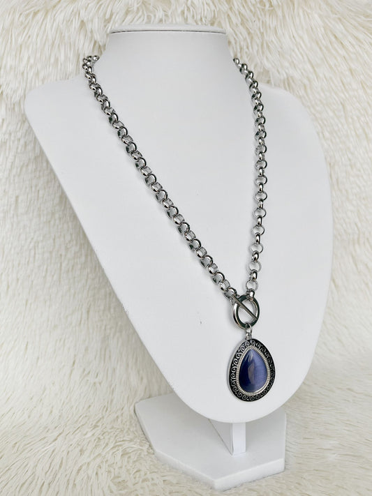 Conjunto de Acero Quirúrgico y Piedra Natural Ojo de Gato