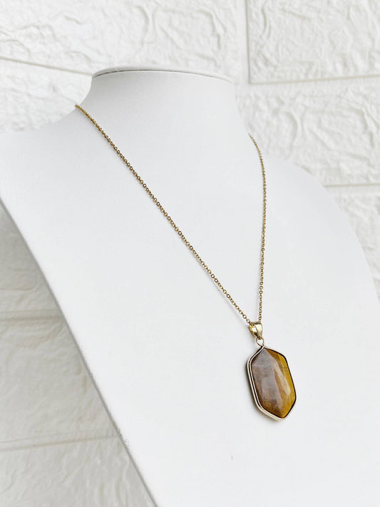 Conjunto de Acero Dorado y Piedra Natural Ojo de Tigre