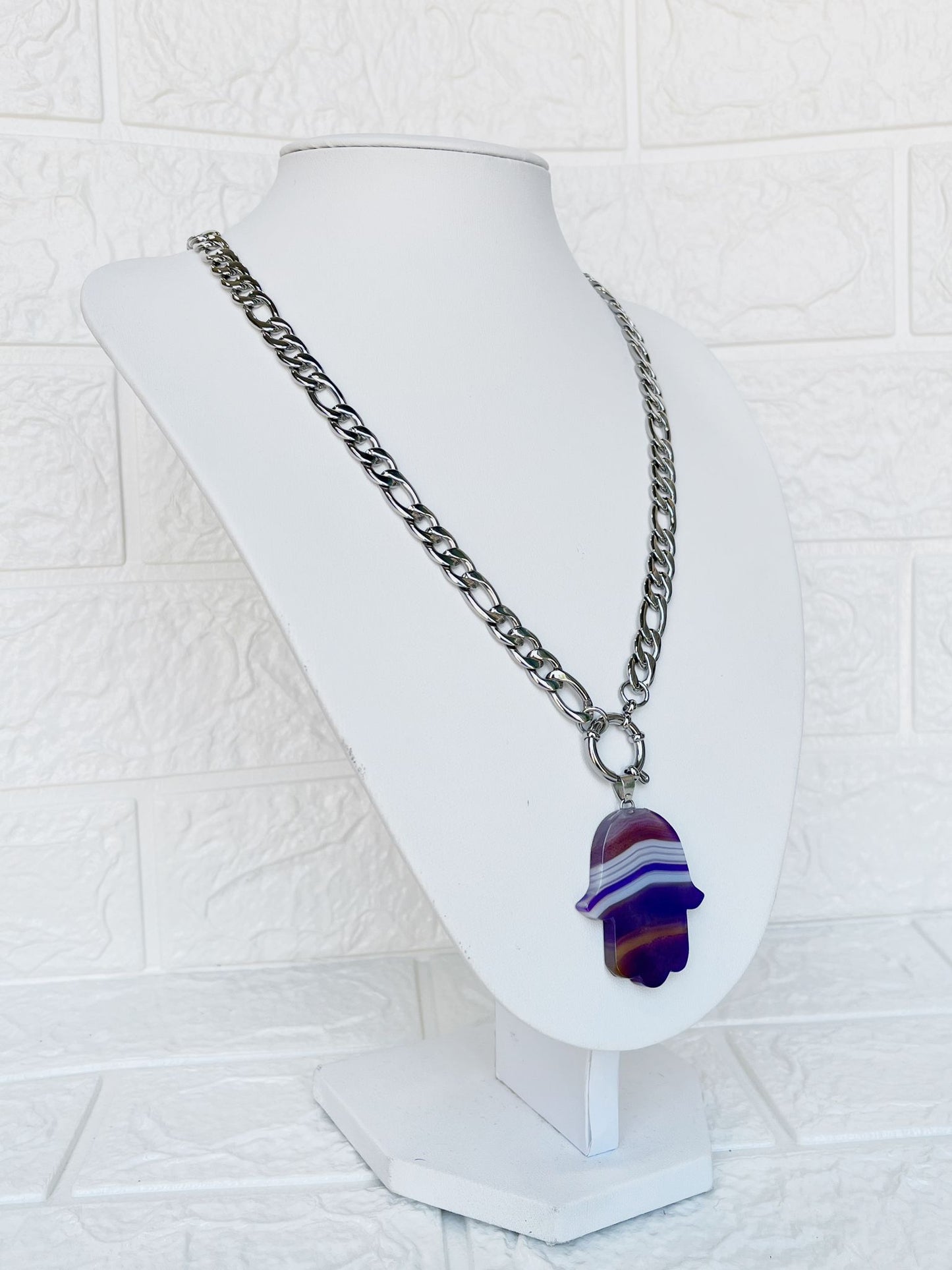 Conjunto de Acero Quirúrgico y Piedra Natural Ágata