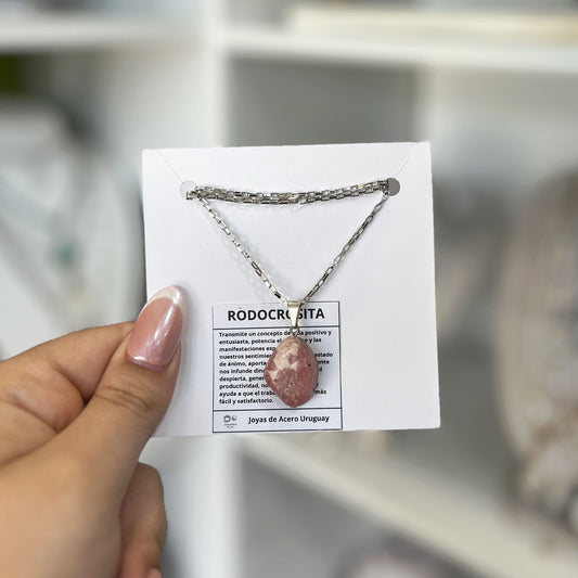 Conjunto de Acero Quirúrgico y Piedra Natural Rodocrosita