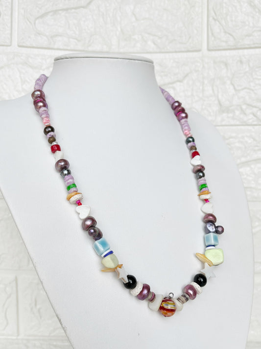 Collar de Acero Quirúrgico, Perlas, Piedras y Nácar