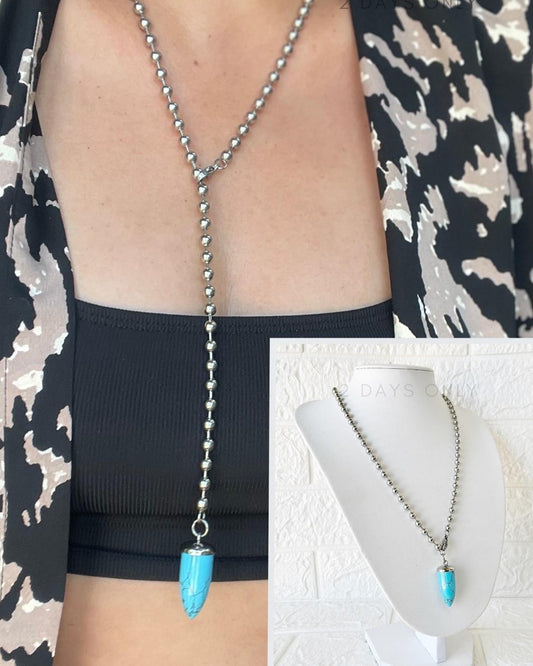 Collar de Acero Quirúrgico y Dije Turquesa