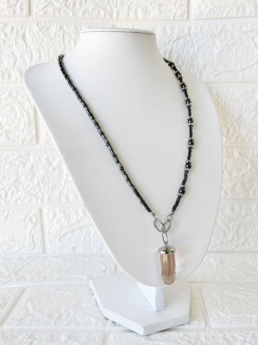 Collar de Acero Quirúrgico y Piedra Natural Hematite