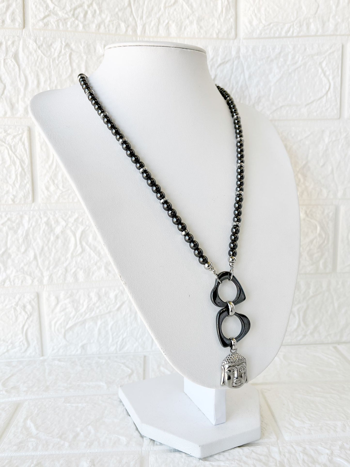 Collar de Acero Quirúrgico y Piedra Natural Hematite