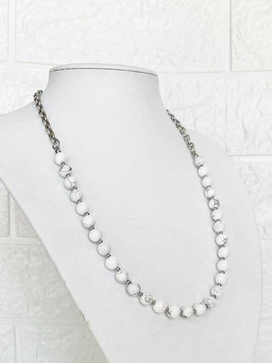 Collar de Acero Quirúrgico y Piedras Naturales Howlita