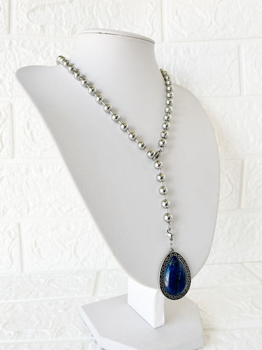 Conjunto de Acero Quirúrgico y Piedra Natural Lapislázuli
