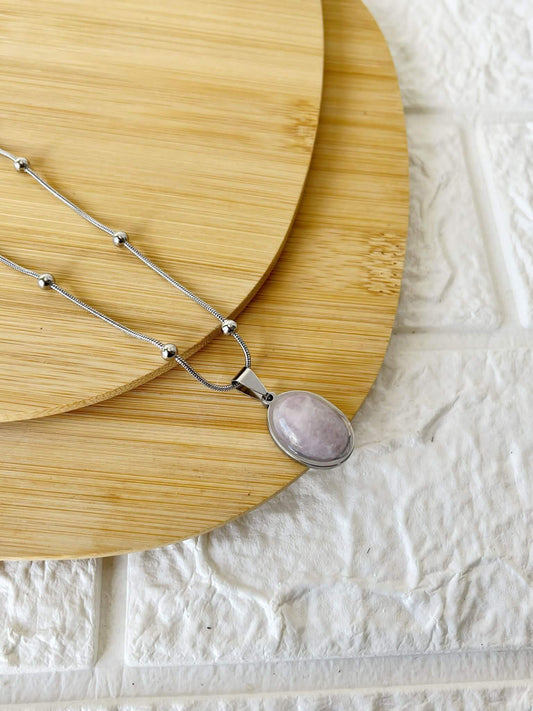Conjunto de Acero Quirúrgico y Piedra Natural Cuarzo Rosa