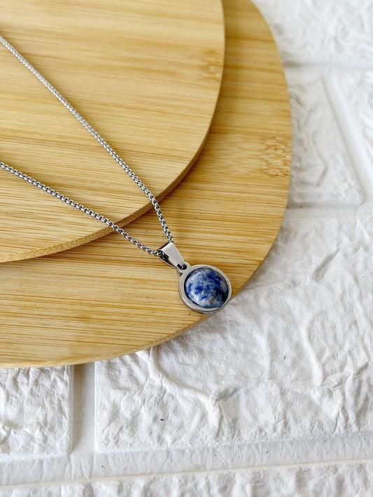 Conjunto de Acero Quirúrgico y Piedra Natural Cuarzo Azul
