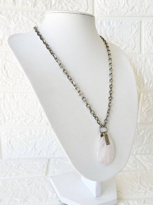 Conjunto de Acero Quirúrgico y Piedra Natural Amatista