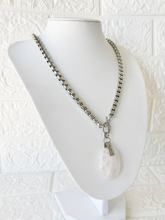 Conjunto de Acero Quirúrgico y Piedra Natural Cuarzo Rosa