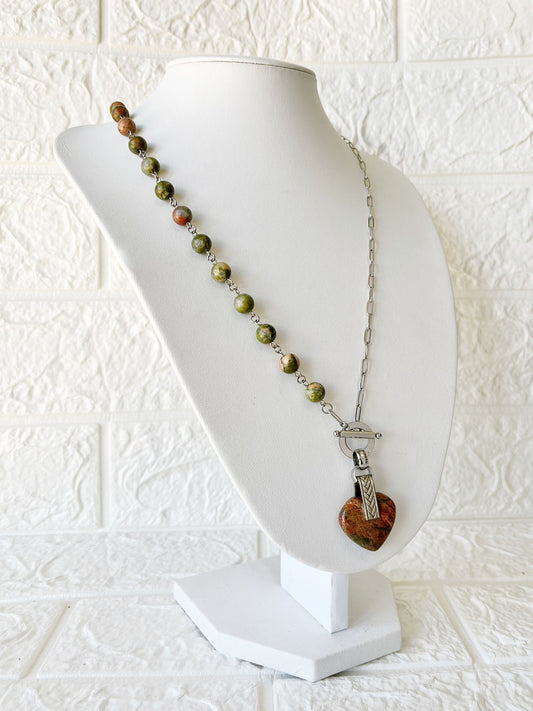 Conjunto de Acero Quirúrgico y Piedra Natural Unakita