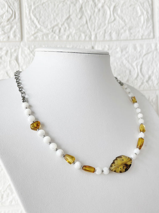 Conjunto de Acero, Nácar y Ámbar Báltico