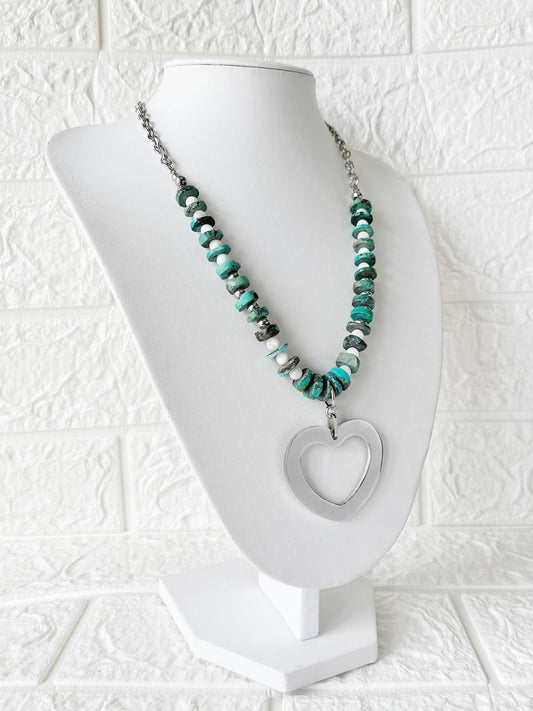 Collar de Acero Quirúrgico y Piedra Natural Turquesa