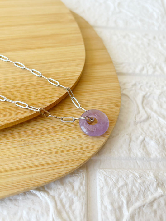 Conjunto de Acero Quirúrgico y Piedra Natural Amatista