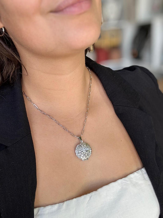 Conjunto Relicario de Acero Quirúrgico