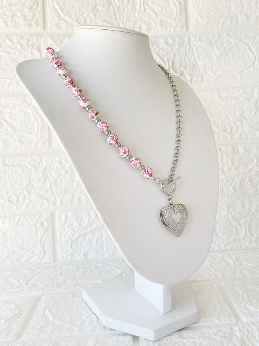 Conjunto Relicario de Acero Quirúrgico y Cerámica