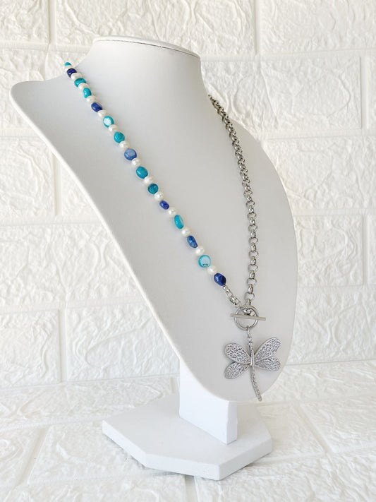 Collar de Acero Quirúrgico, Nácar y Perlas