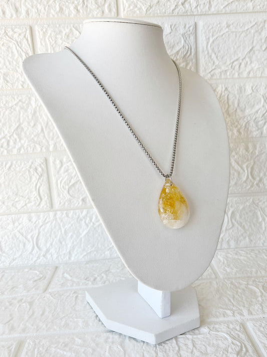 Conjunto de Acero Quirúrgico y Piedra Natural Citrino