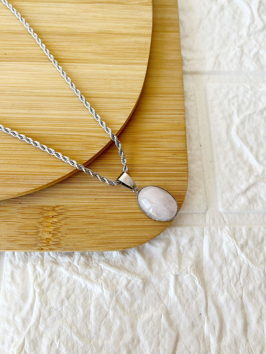 Conjunto de Acero Quirúrgico y Piedra Natural Cuarzo Rosa